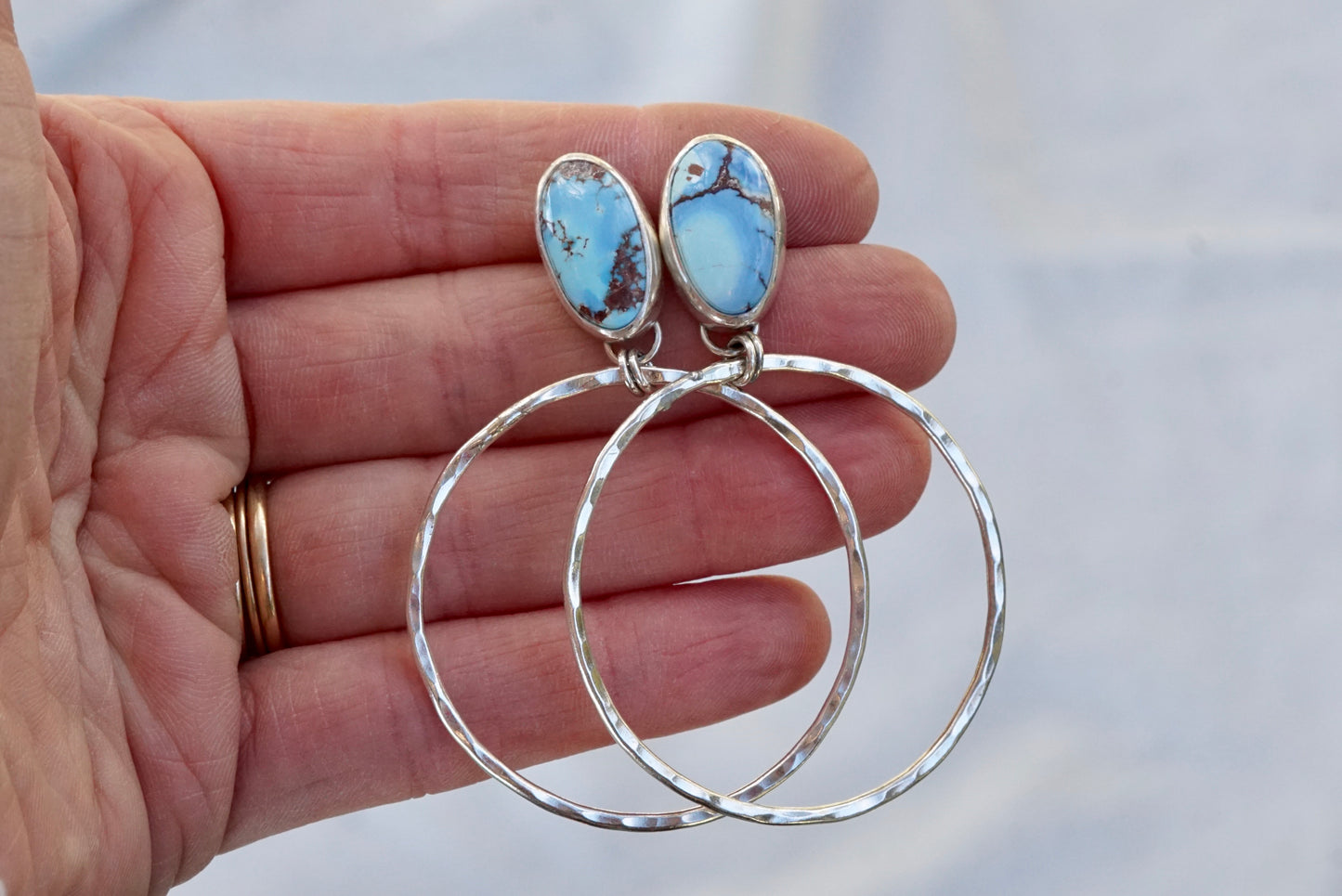 Hammered Organic Hoops (Golden Hill)