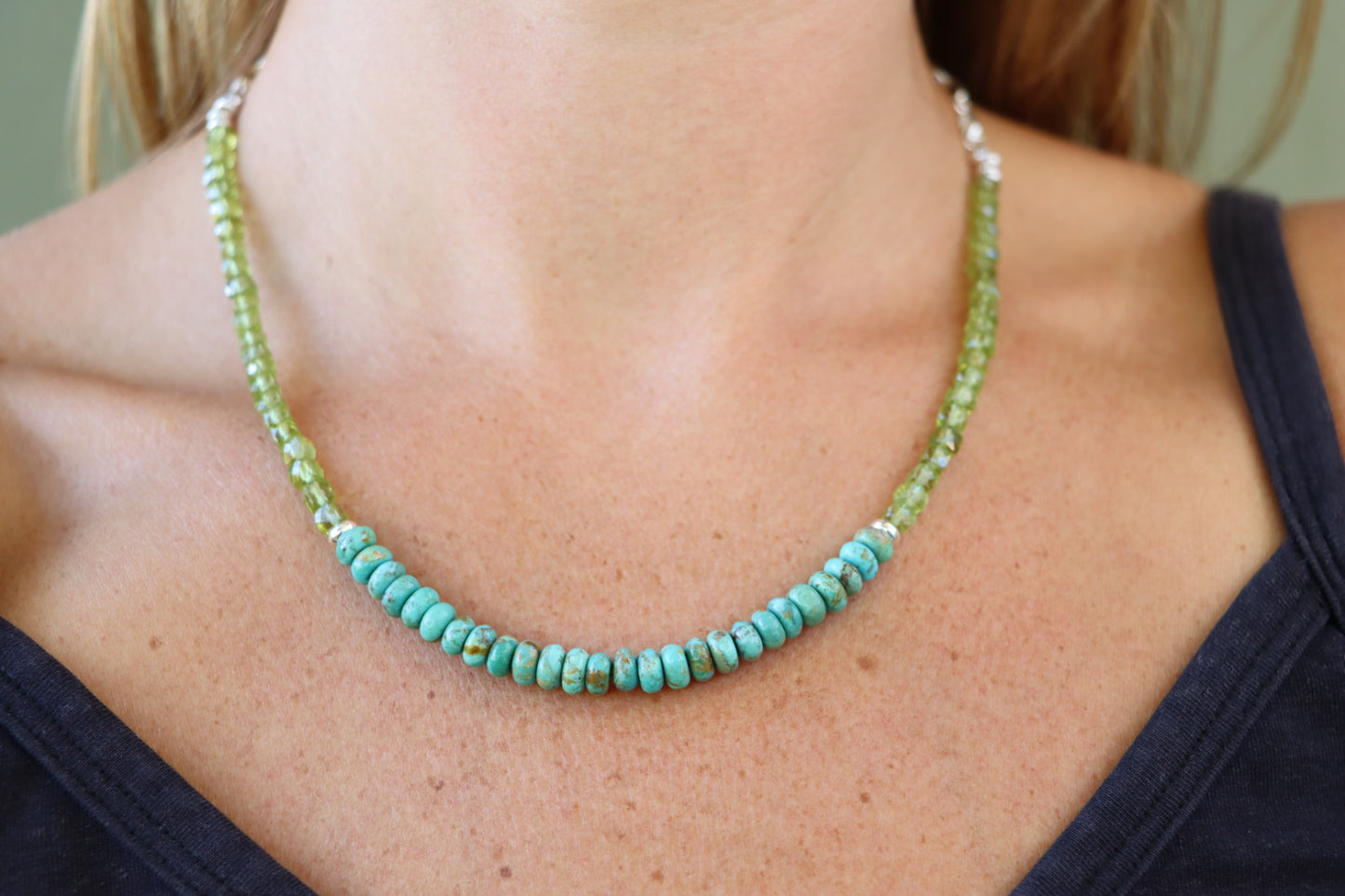 Beaded Necklace (Turquoise/Peridot)