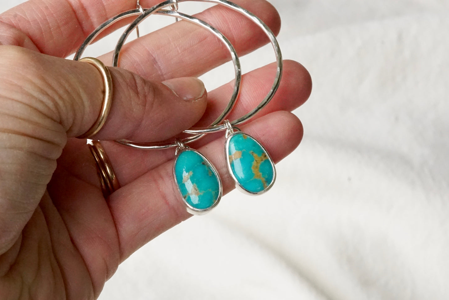 Hammered Organic Hoops (Sonoran Gem)