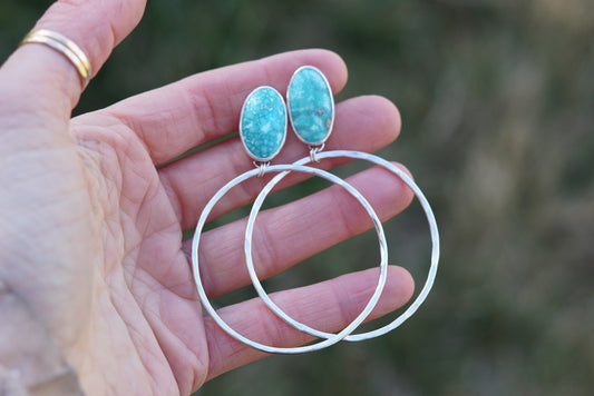 Hammered Organic Hoops (White Water)