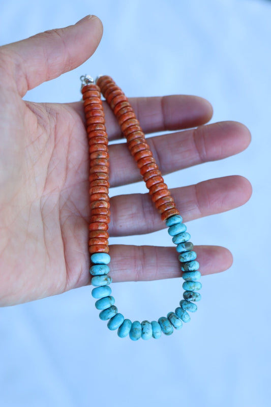 Beaded Necklace (Turquoise/Apple Coral)