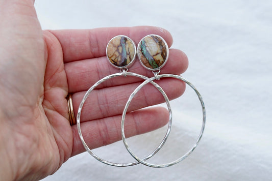 Hammered Organic Hoops (Royston Ribbon)