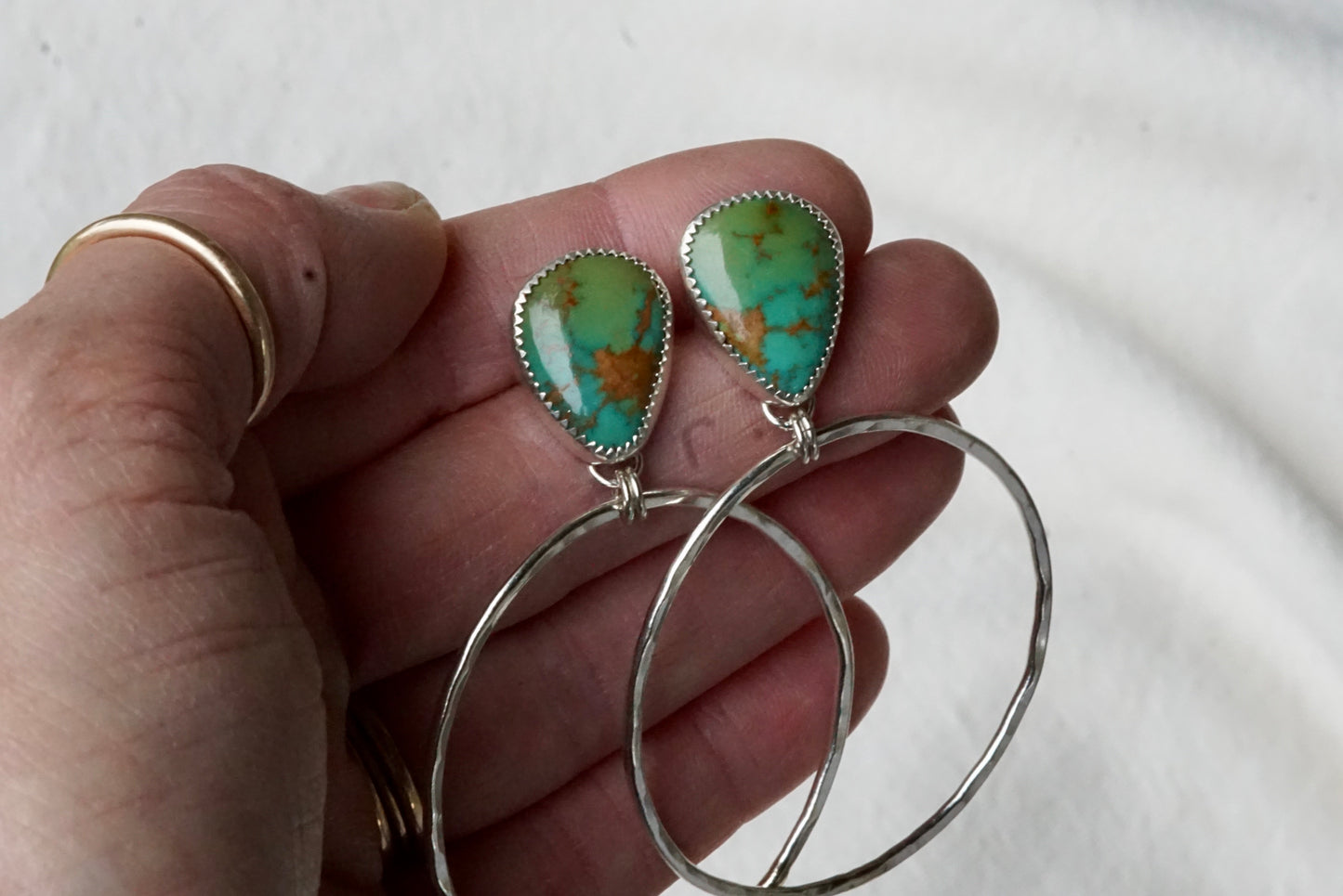 Hammered Organic Hoops (Sonoran Gem)
