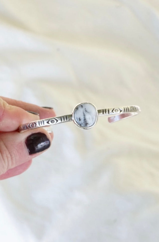 Stamped Cuff Bracelet (White Buffalo)
