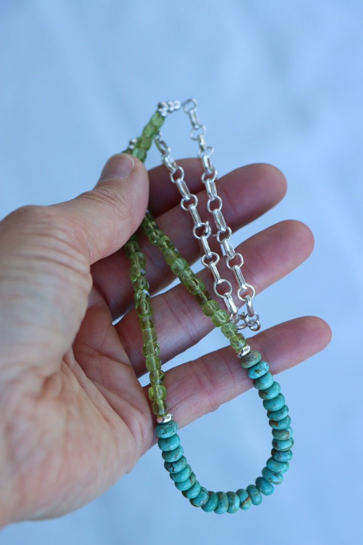 Beaded Necklace (Turquoise/Peridot)