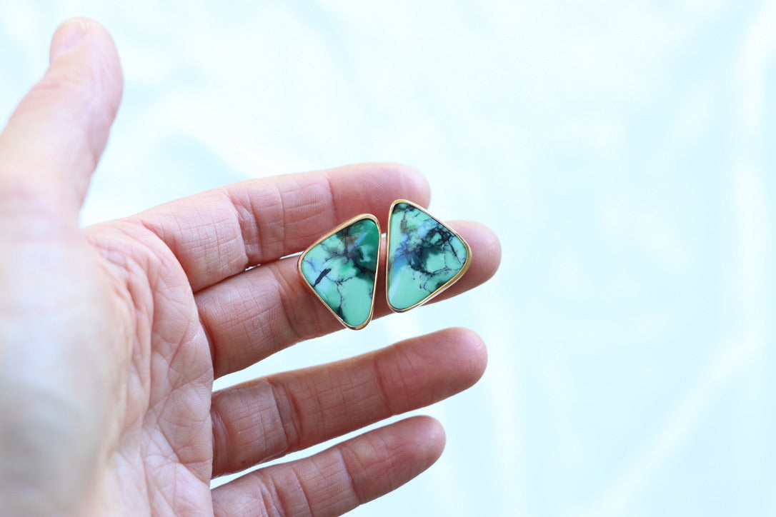 Emerald Rose + Gold Studs