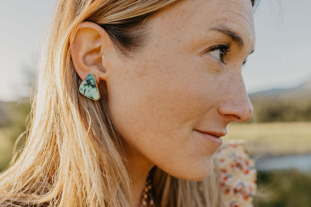 Emerald Rose + Gold Studs