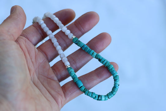 Beaded Necklace (Turquoise/Moonstone)