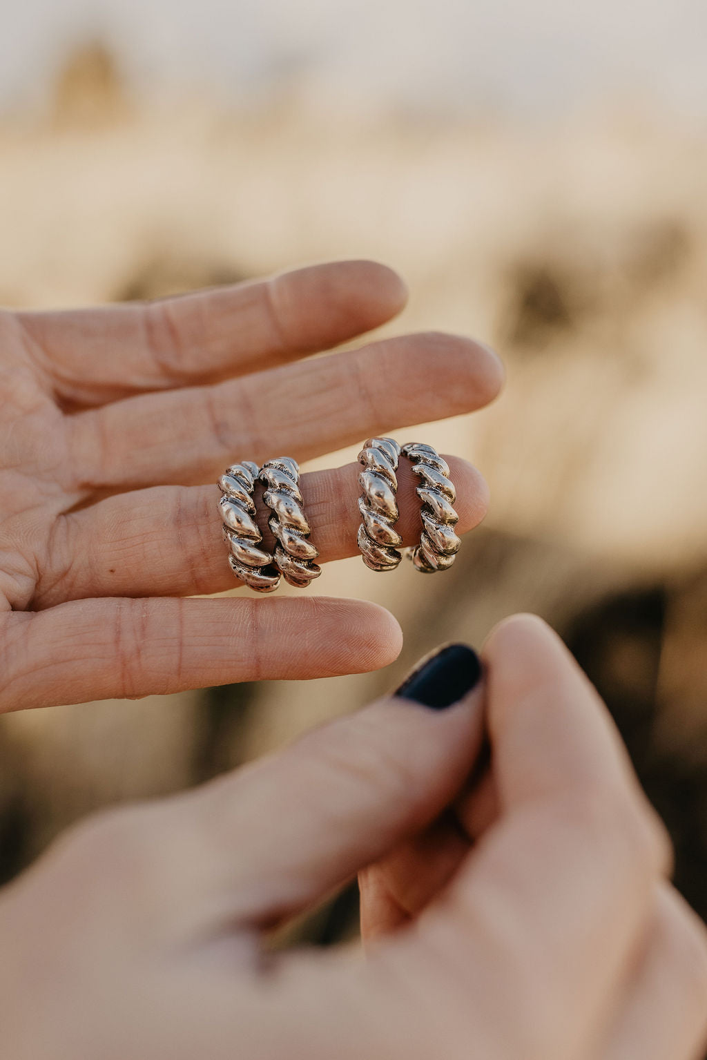 Silver Twist Hoops