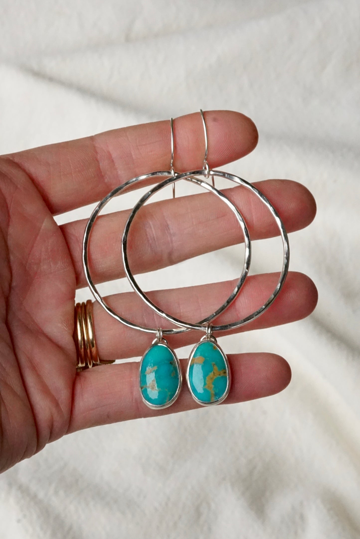 Hammered Organic Hoops (Sonoran Gem)