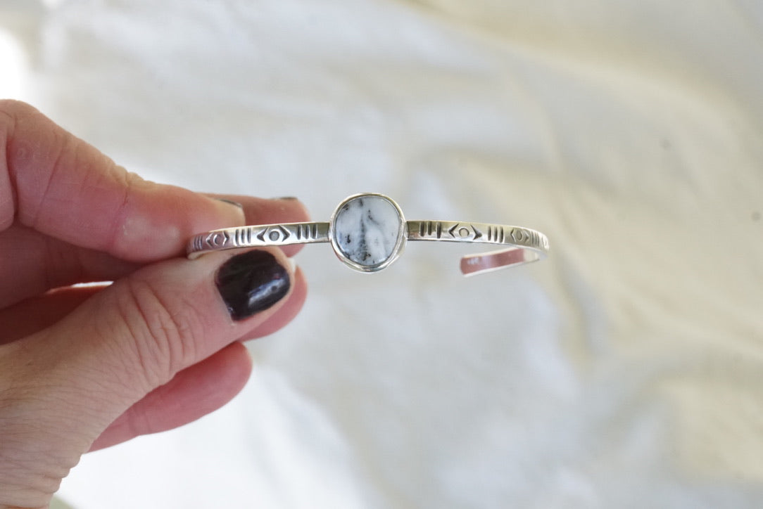 Stamped Cuff Bracelet (White Buffalo)