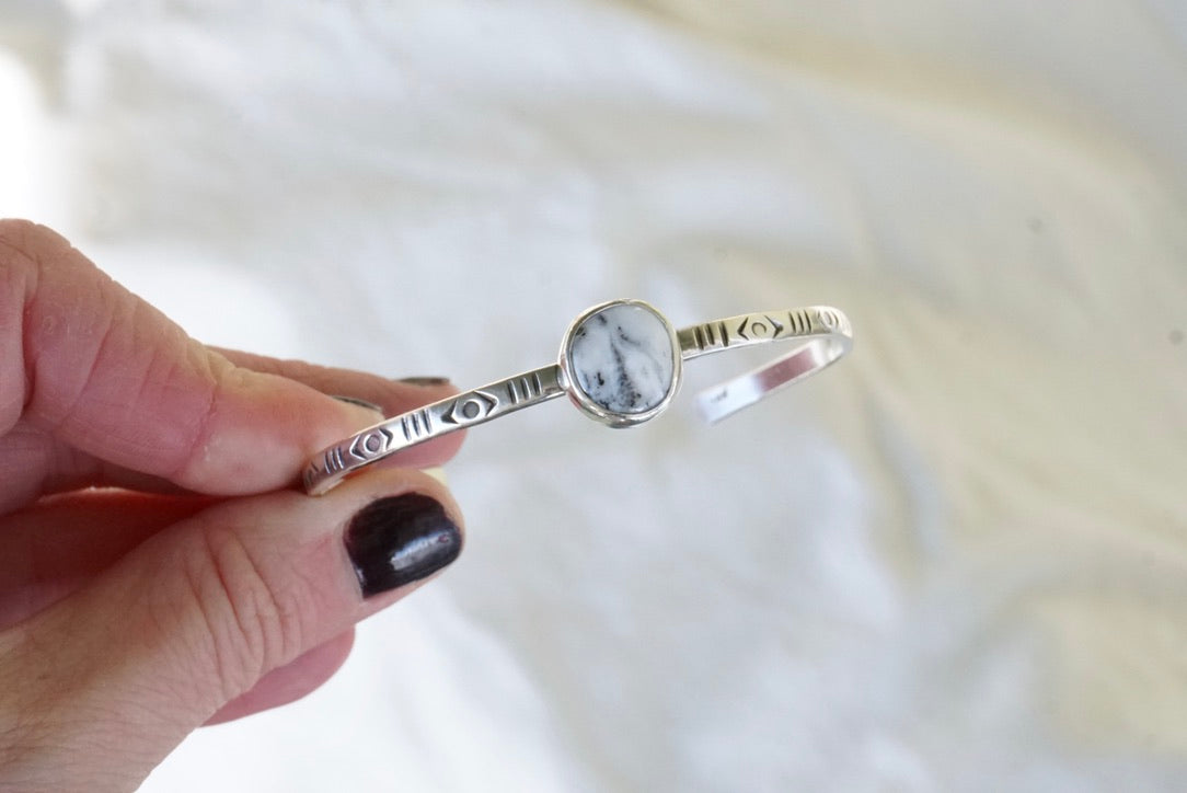 Stamped Cuff Bracelet (White Buffalo)