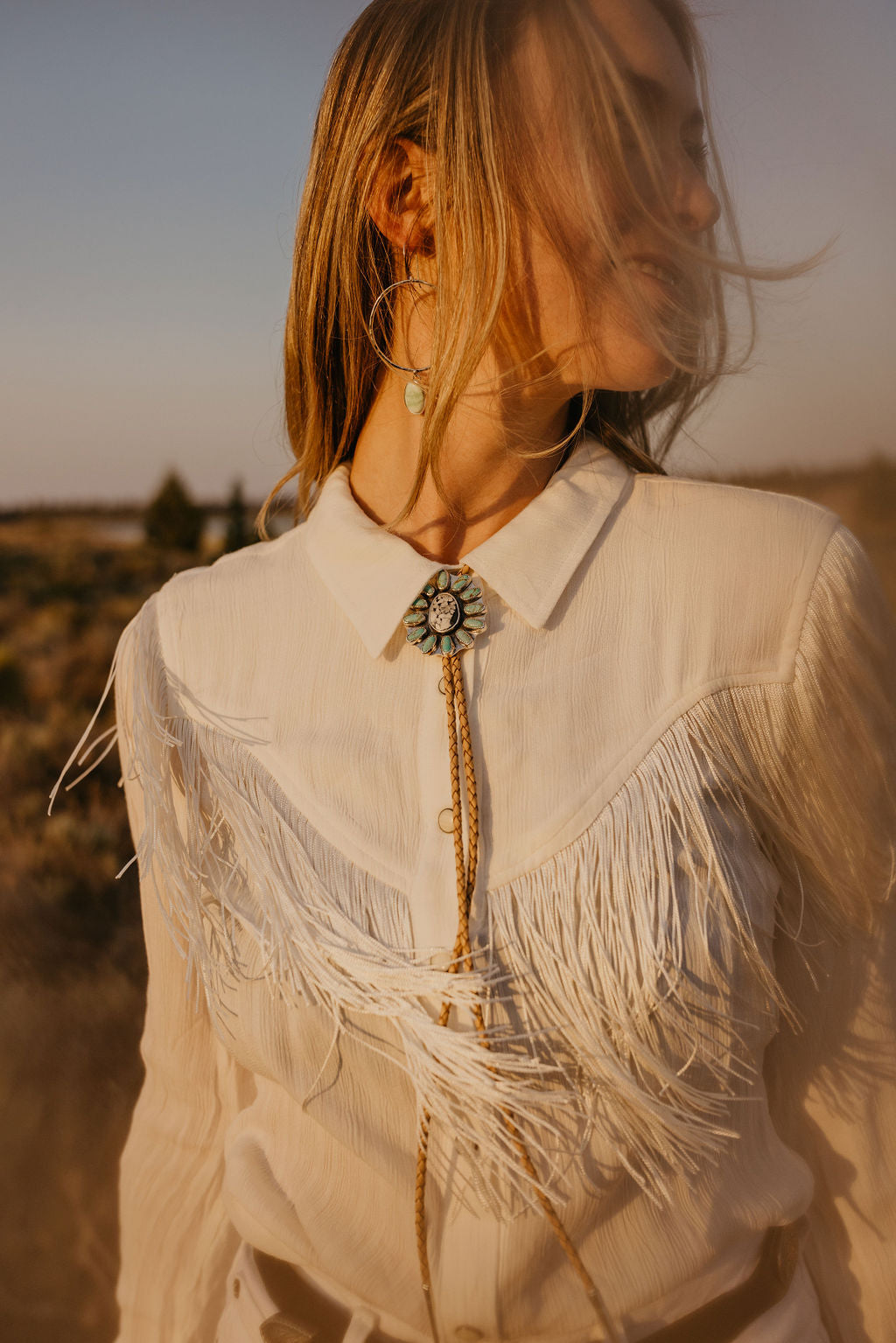 White Buffalo & Kingman Bolo Tie