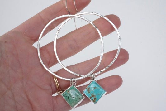 Hammered Organic Hoops (Carico Lake)