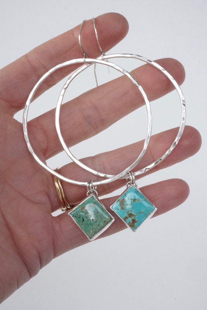 Hammered Organic Hoops (Carico Lake)