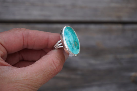 Sterling Silver & White Water Turquoise Ring (Size 5.75)