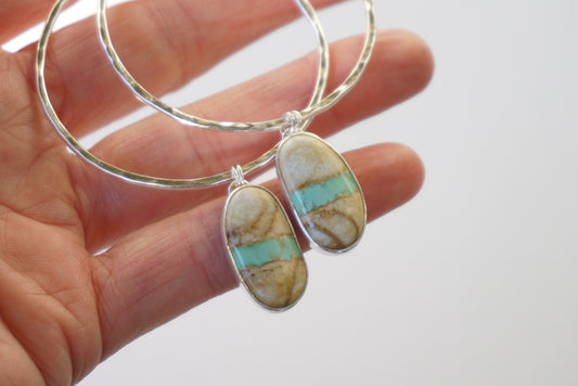 Hammered Organic Hoops (Royston Ribbon)