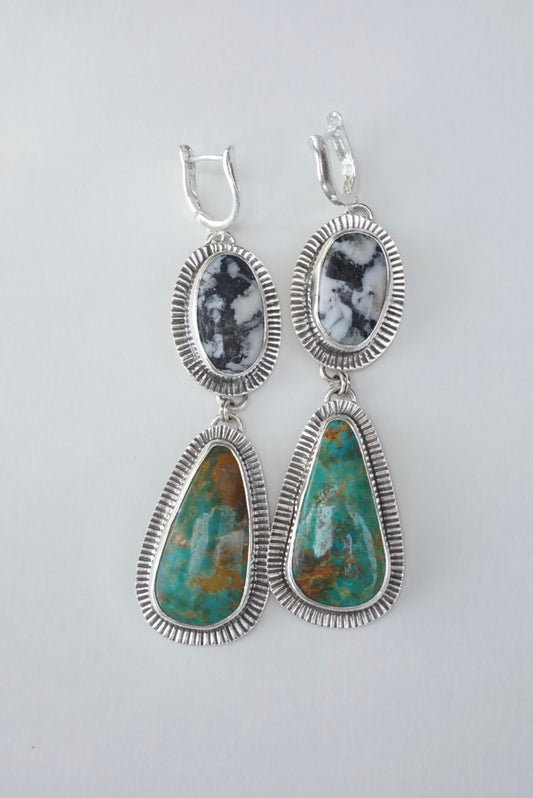 White Buffalo & Royston Lever-Back Earrings