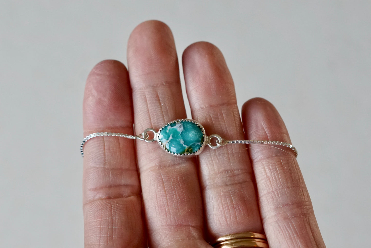 Box Chain Adjustable Bracelet (White Water)