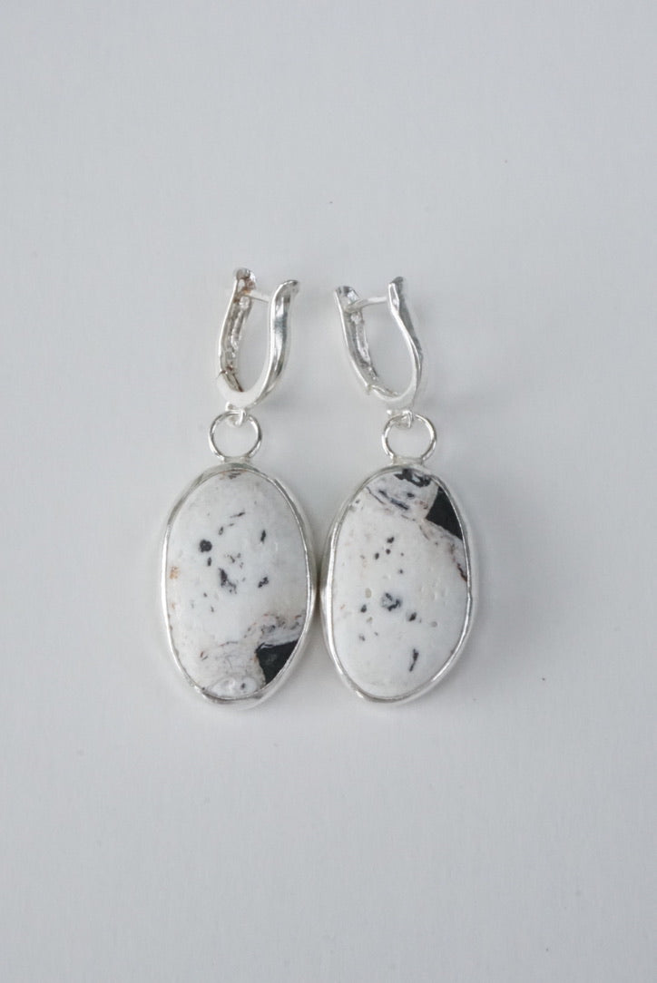 White Buffalo Lever-Back Earrings