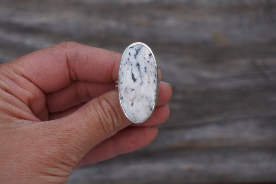 Sterling Silver & White Buffalo Turquoise Ring (Size 7)