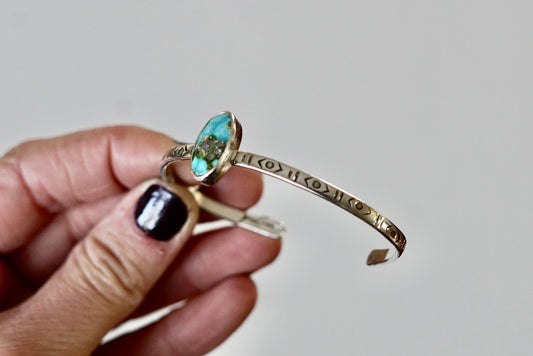 Stamped Cuff Bracelet (White Water)