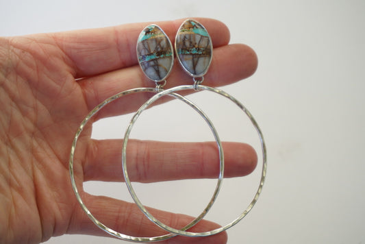 Hammered Organic Hoops (Royston Ribbon)