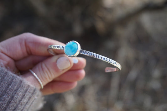 Stamped Silver Cuff (Sleeping Beauty)