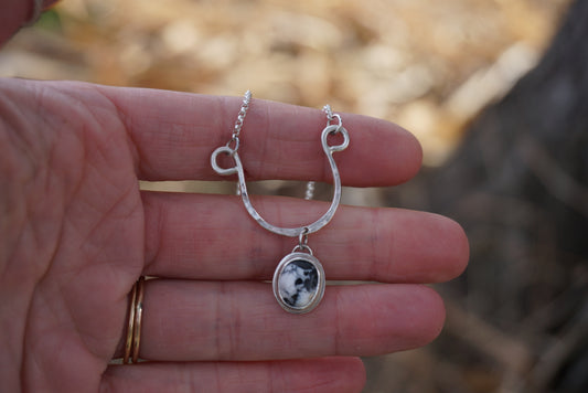 Hammered Drop Necklace (White Buffalo)