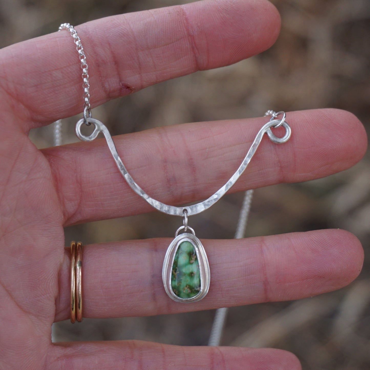 Hammered Drop Necklace (Sonoran Gold)