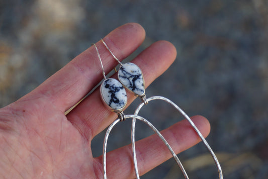 Hammered Organic Hoops (White Buffalo)