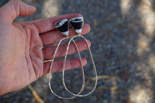 Hammered Organic Hoops (White Buffalo)