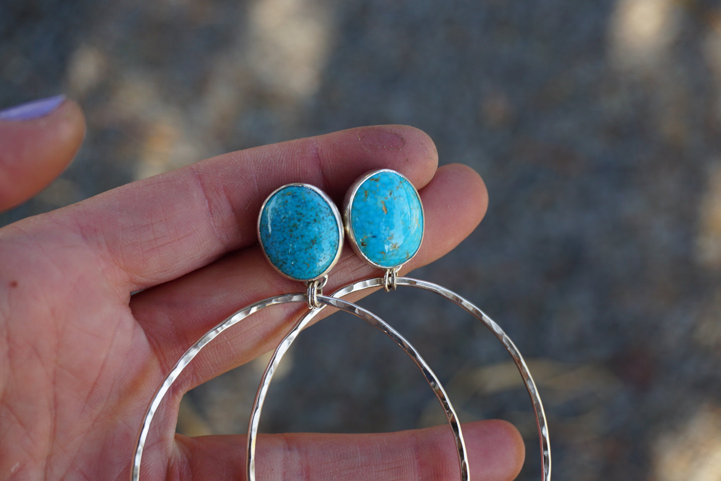 Hammered Organic Hoops (Kingman)