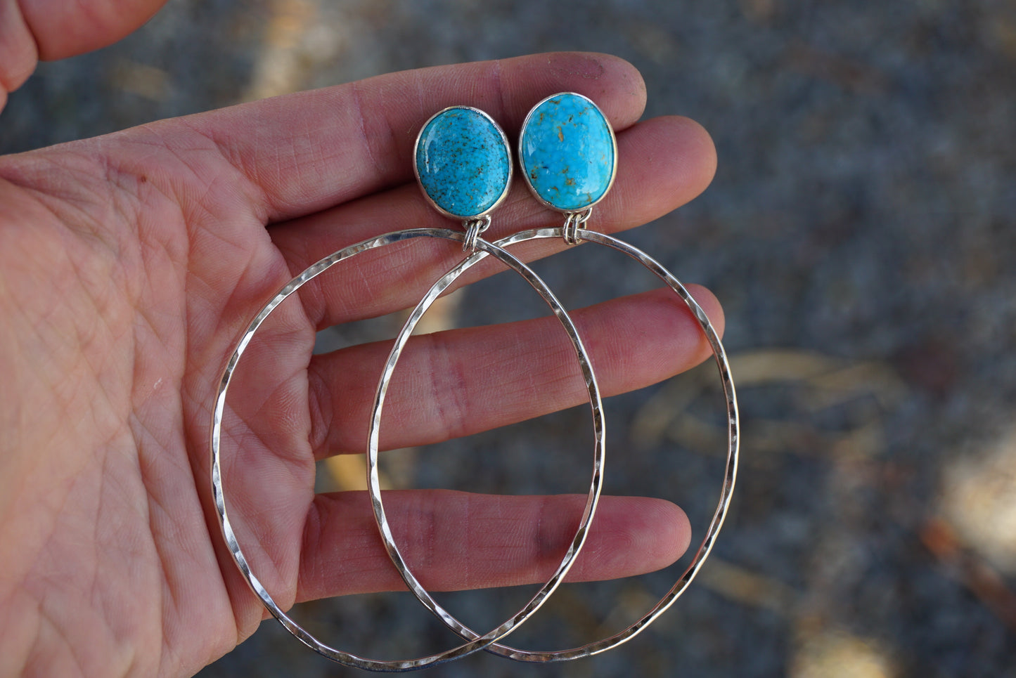 Hammered Organic Hoops (Kingman)