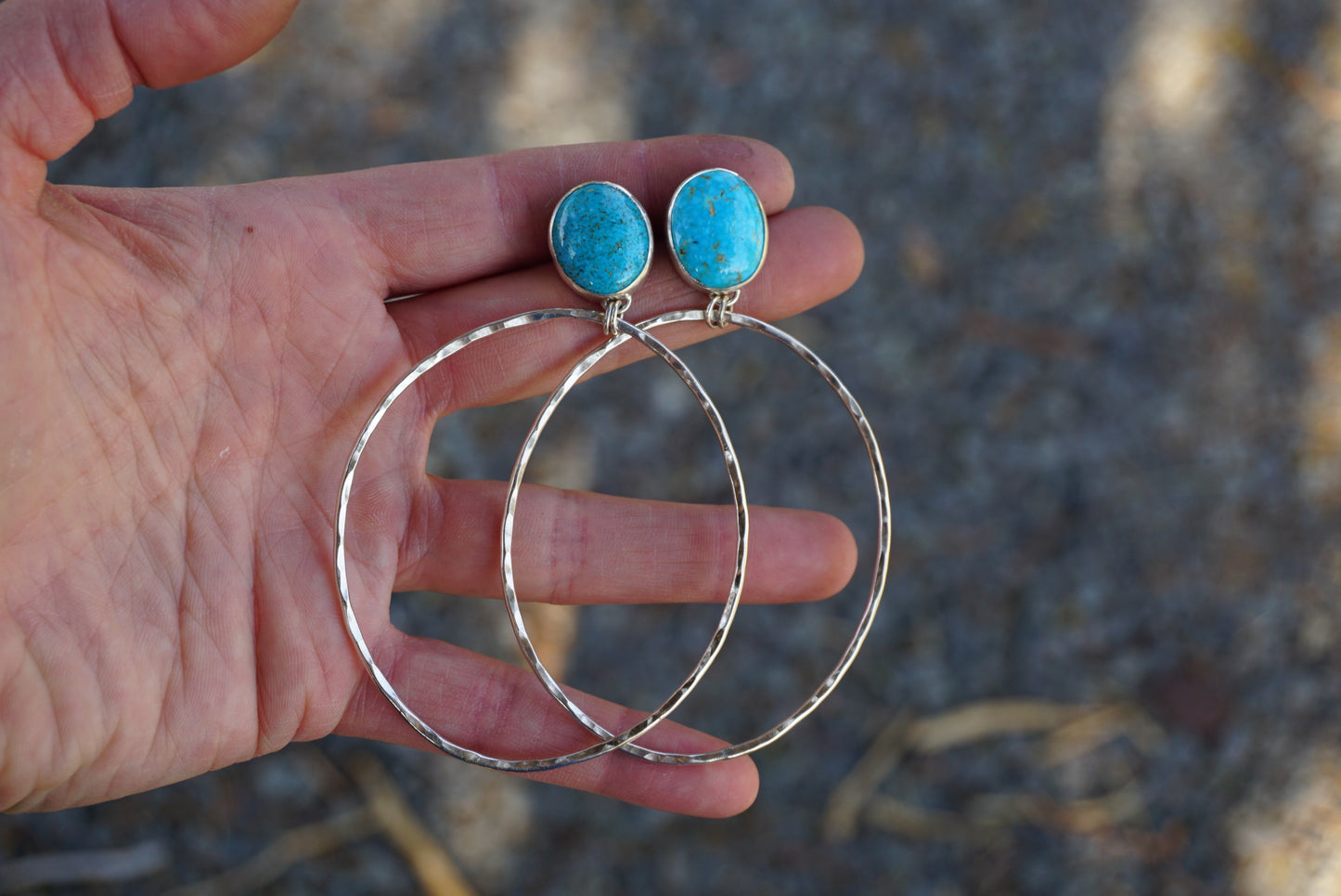 Hammered Organic Hoops (Kingman)