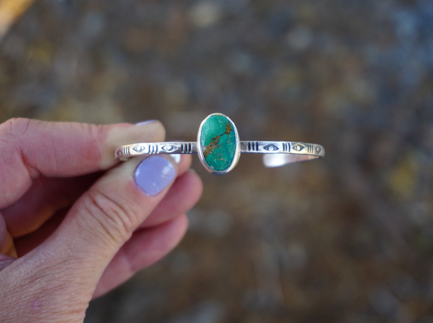 Stamped Cuff Bracelet (Evans Turquoise)