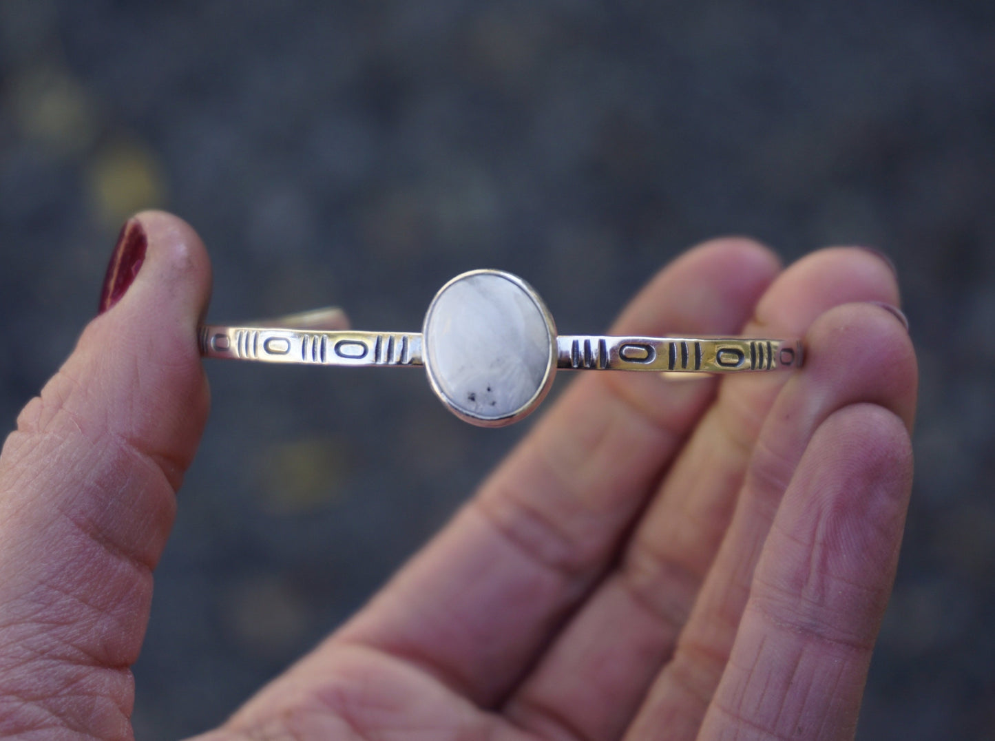 Stamped Cuff Bracelet (White Buffalo)