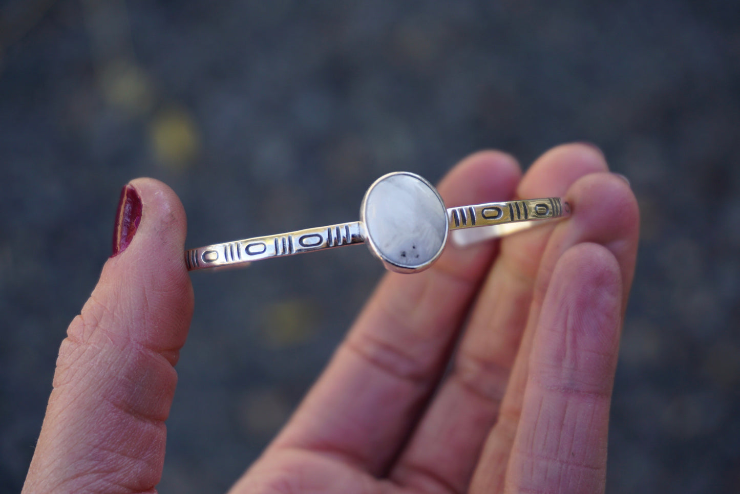Stamped Cuff Bracelet (White Buffalo)