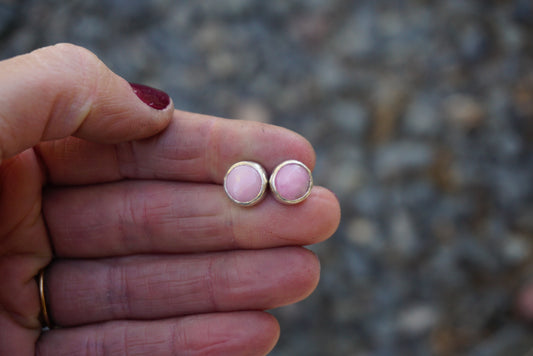 Stud Earrings (Pink Opal)