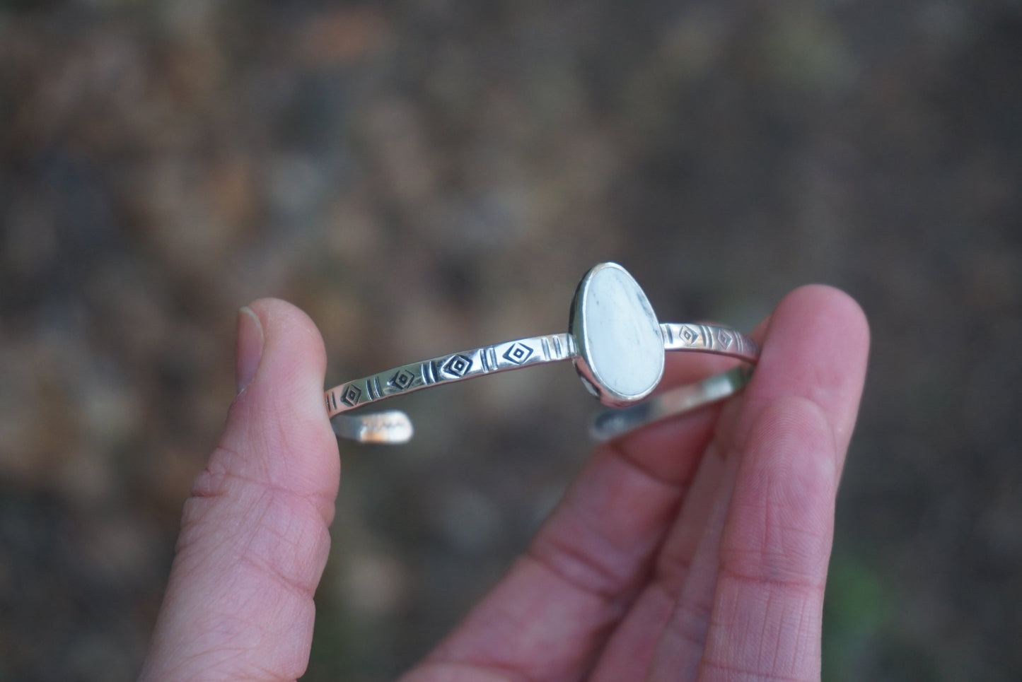 Stamped Cuff Bracelet (White Buffalo)