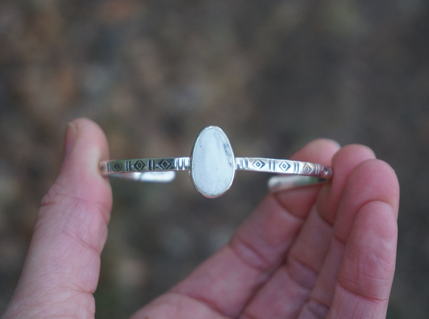 Stamped Cuff Bracelet (White Buffalo)