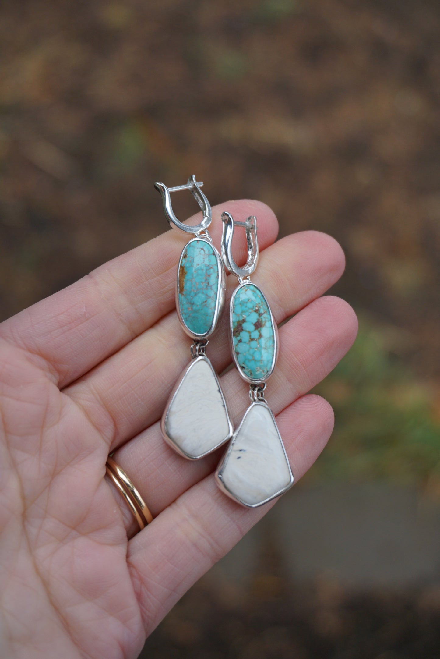 Kingman & White Buffalo Lever-Back Earrings