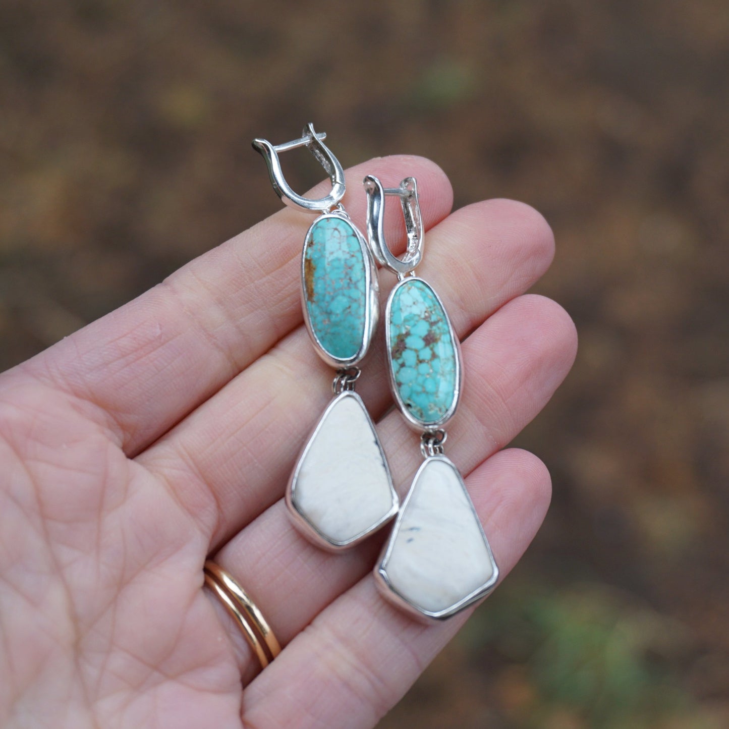 Kingman & White Buffalo Lever-Back Earrings