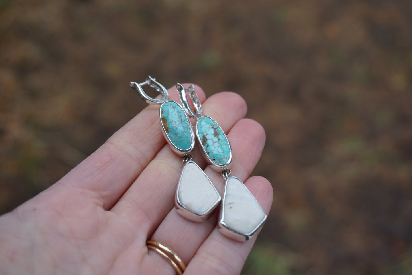 Kingman & White Buffalo Lever-Back Earrings