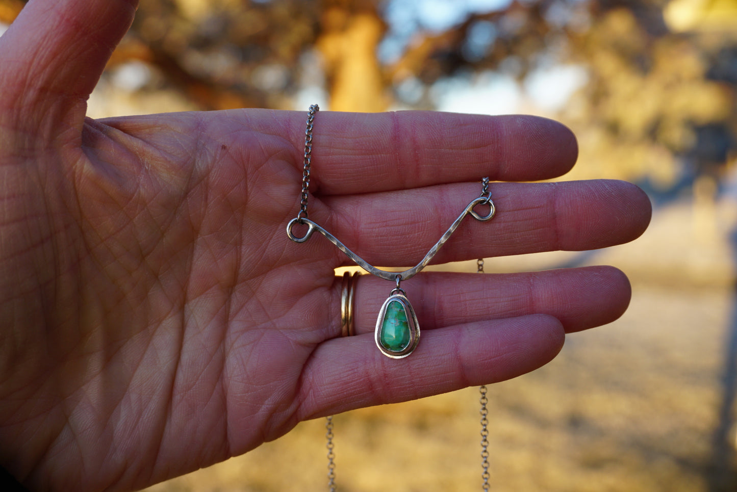 Hammered Drop Necklace (Sonoran Gold)