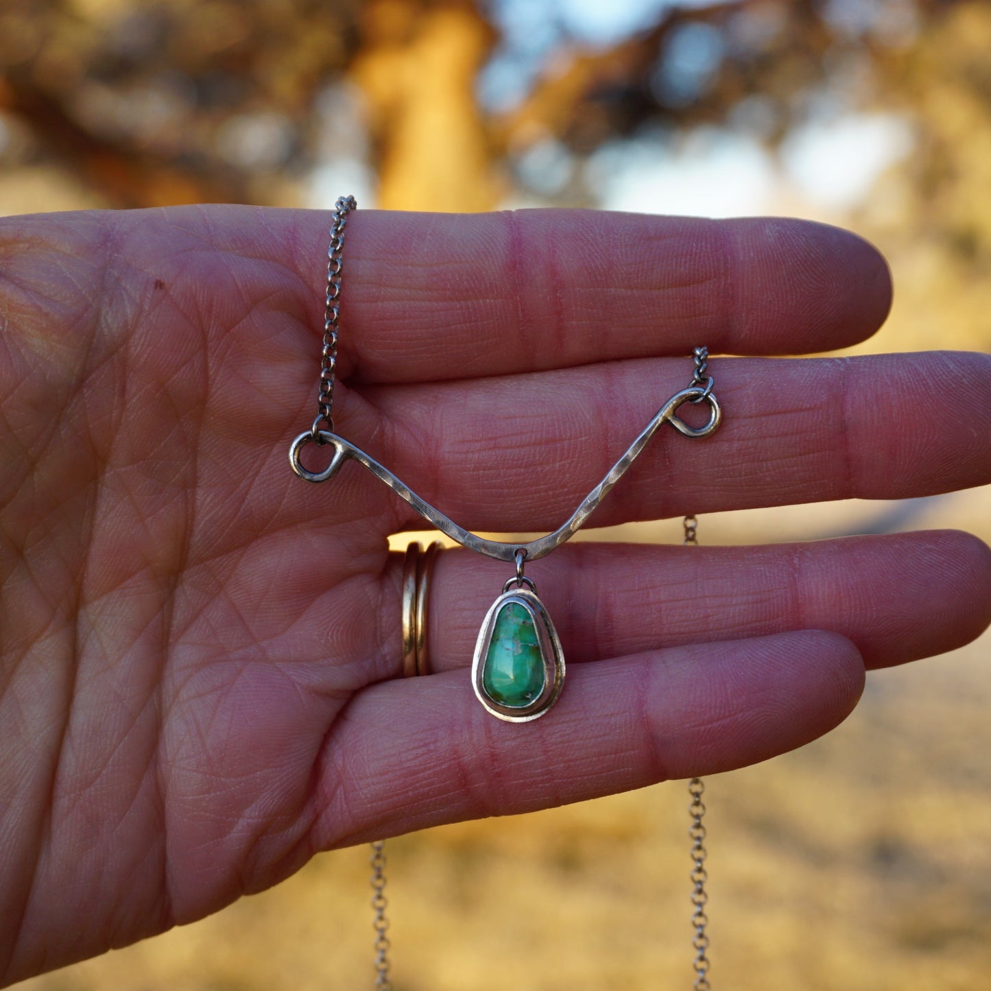 Hammered Drop Necklace (Sonoran Gold)
