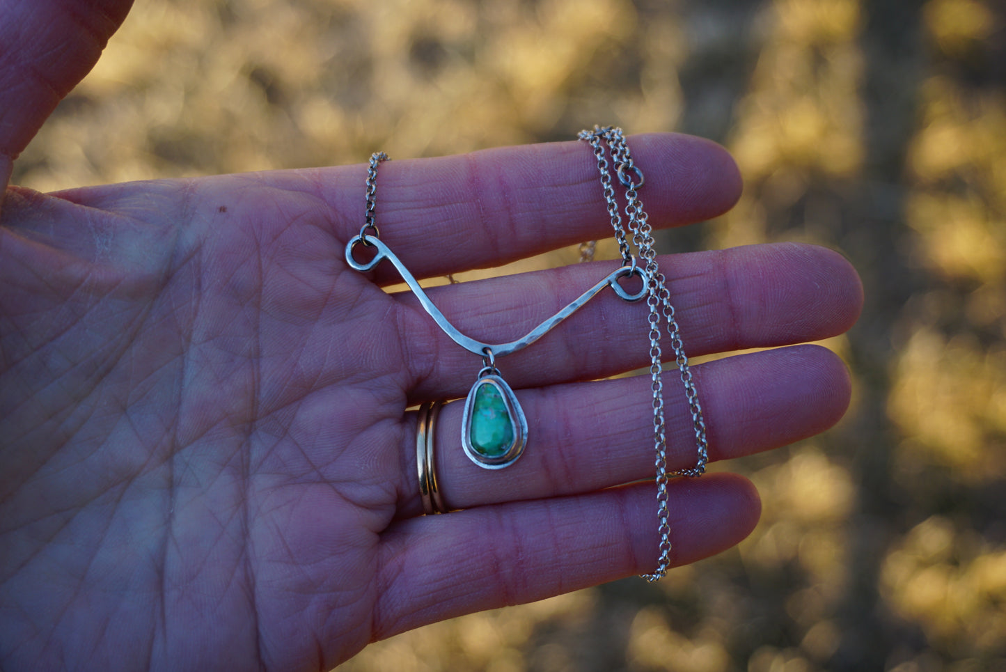 Hammered Drop Necklace (Sonoran Gold)