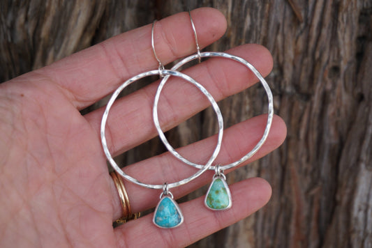 Hammered Organic Hoops (Sonoran Gold/Kingman)