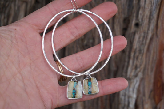 Hammered Organic Hoops (Royston Ribbon)