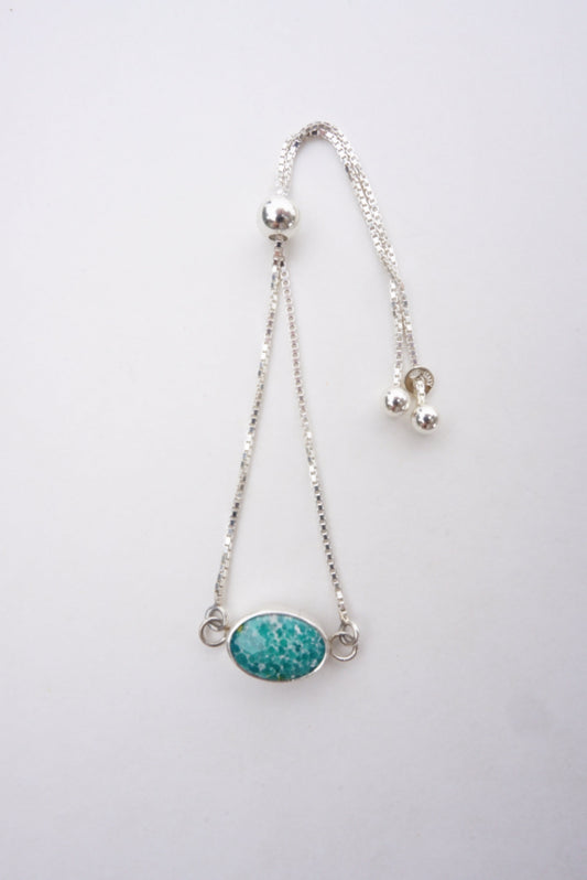 Box Chain Adjustable Bracelet (White Water)